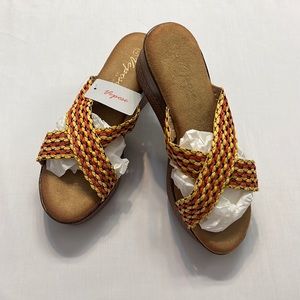 NWT Vepose Cork Platform Memory Foam Open Toe Cross-Band Wedge Sandals Size 7